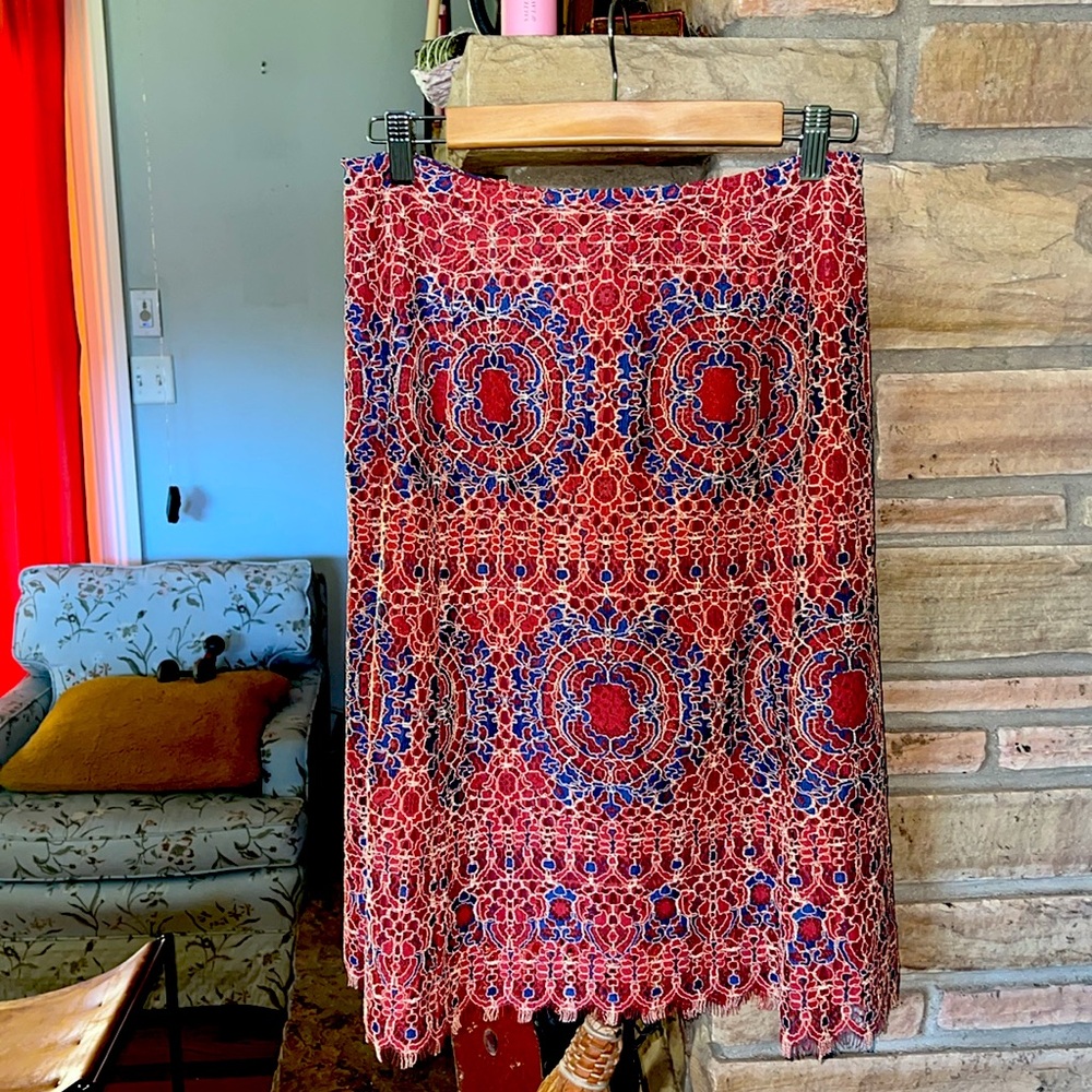 NWT Sundance Elisa Medallion Lace Midi Skirt